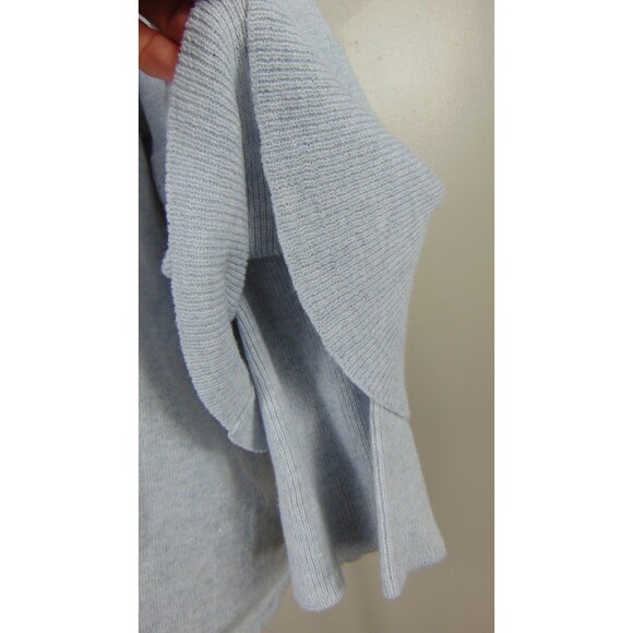Garnet Hill Sweater Size Large Gray Fine Merino Wool Blend Knit Bell Sleeve - Picture 5 of 10